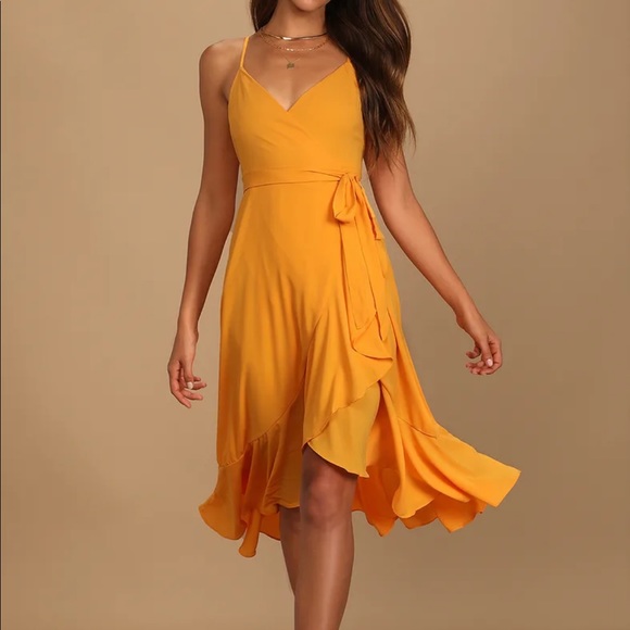 Lulus Dresses & Skirts - Lulu’s Wrap Dress Golden Yellow